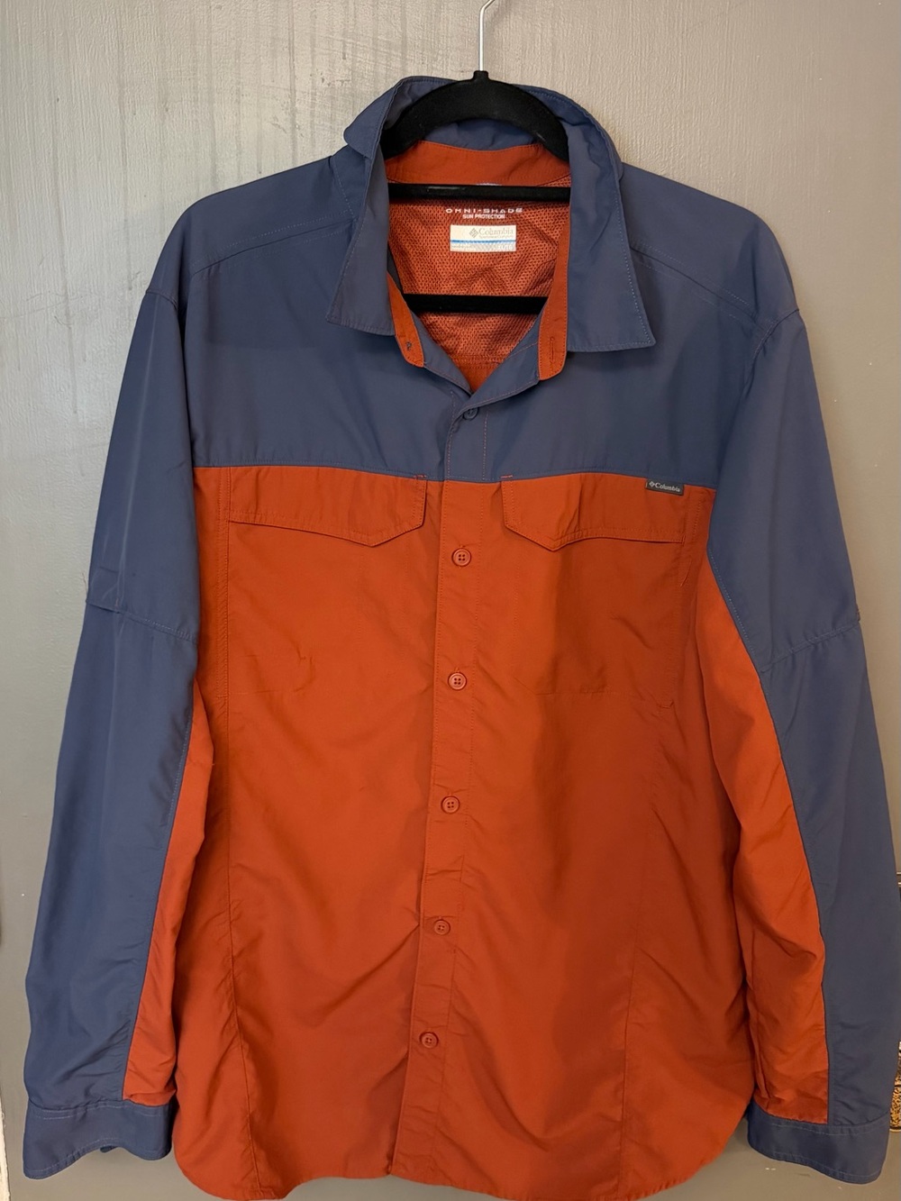 Columbia Men's Two-Tone Orange & Slate Button-Down Shirt